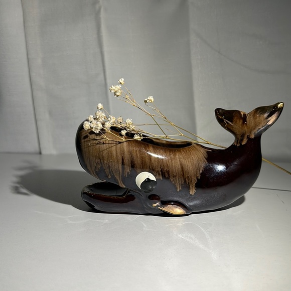 Other - 🔸🔺SOLD🔺🔸Vintage MCM Kitschy Redware Brown Drip Glaze Whale Planter